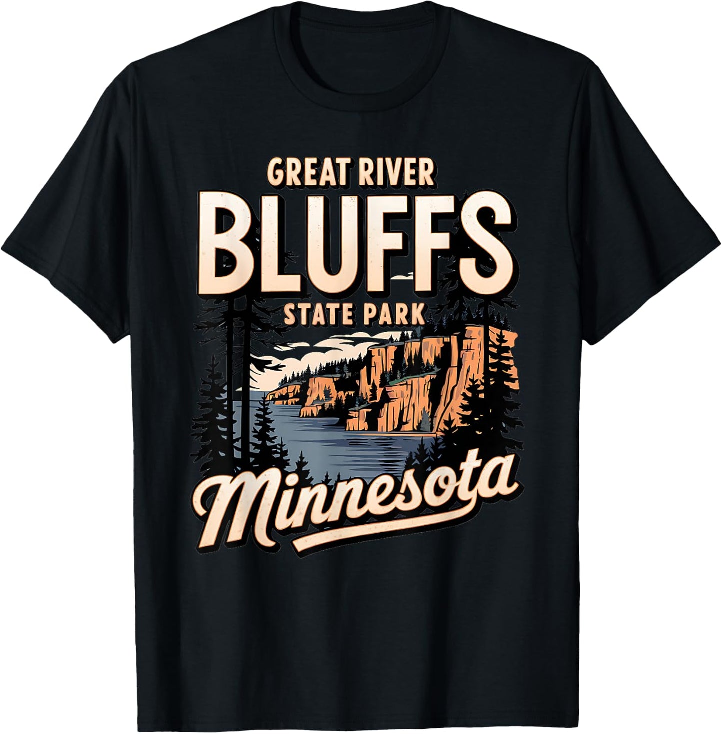 Scenic Minnesota Great River Bluff State Park T-Shirt - T-Shirt | Black