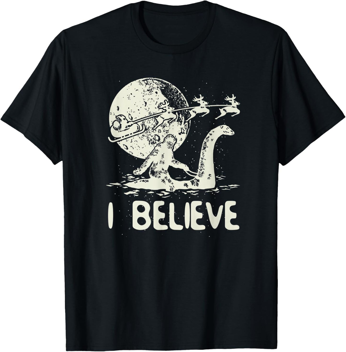 I Believe in Bigfoot Sasquatch Yeti and Santa Claus T-Shirt - T-Shirt | Black