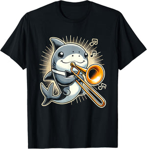 Shark Trombone Player T-Shirt - T-Shirt | Black