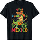 Viva Mexico Boy Dinosaur Mexican Independence Day Kids T-Shirt - T-Shirt | Black