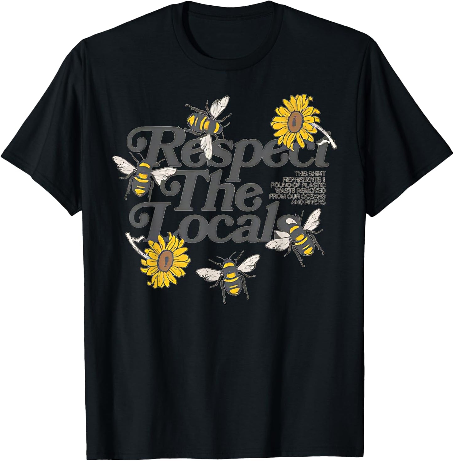 Respect Your Local Bees Graphic T-Shirt - T-Shirt | Black