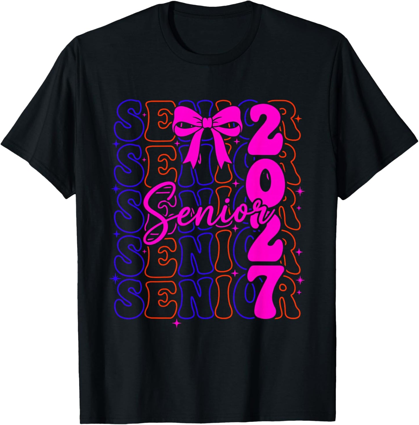 Senior Class of 2027 Coquette Bow Graduation T-Shirt - T-Shirt | Black