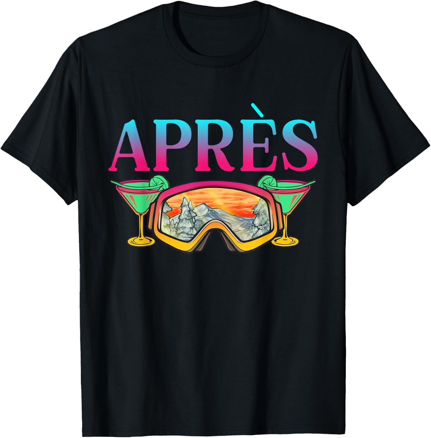 Ski 90s 80s Skiing Outfit Après Retro Skiing T-Shirt - T-Shirt | Black