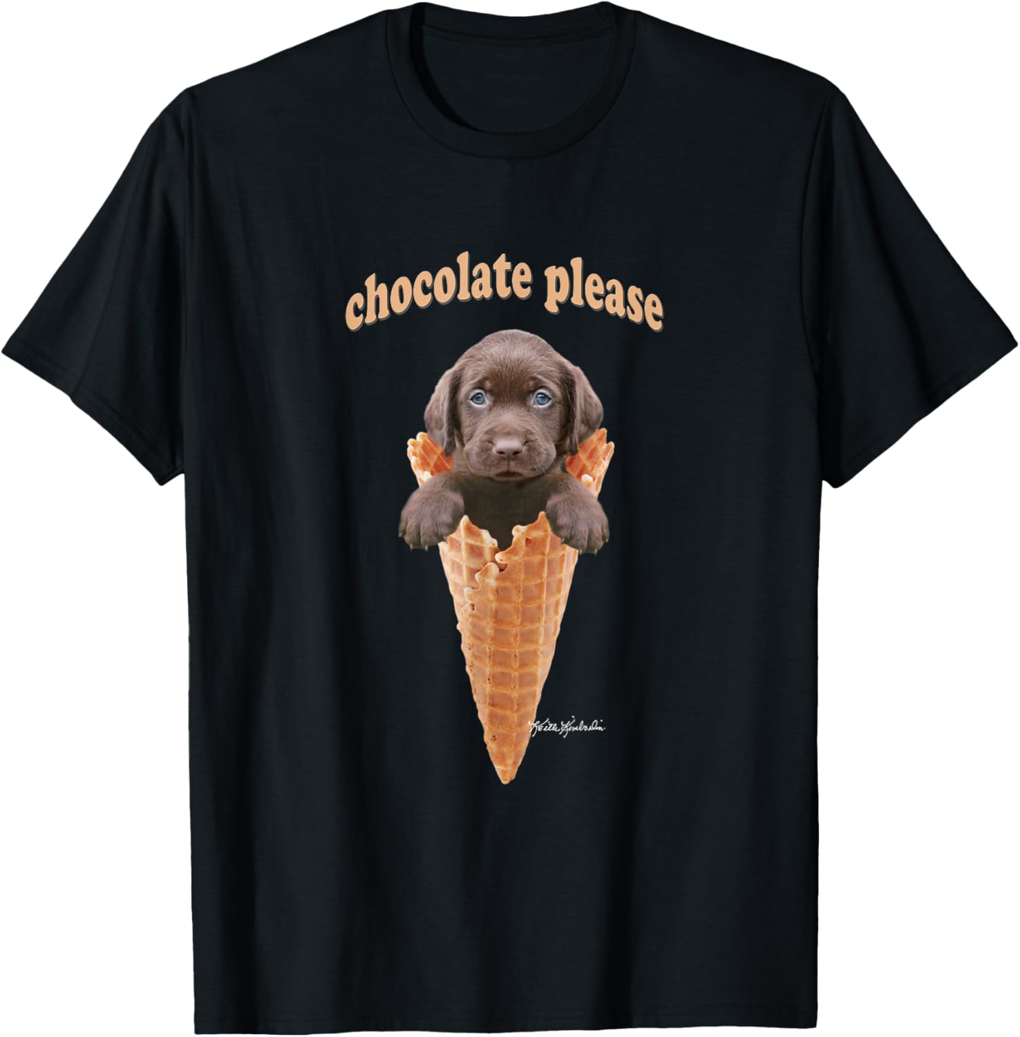 Chocolate Lab Waffle Cone Ice Cream Cute Puppy T-Shirt - T-Shirt | Black