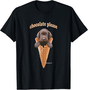 Chocolate Lab Waffle Cone Ice Cream Cute Puppy T-Shirt - T-Shirt | Black
