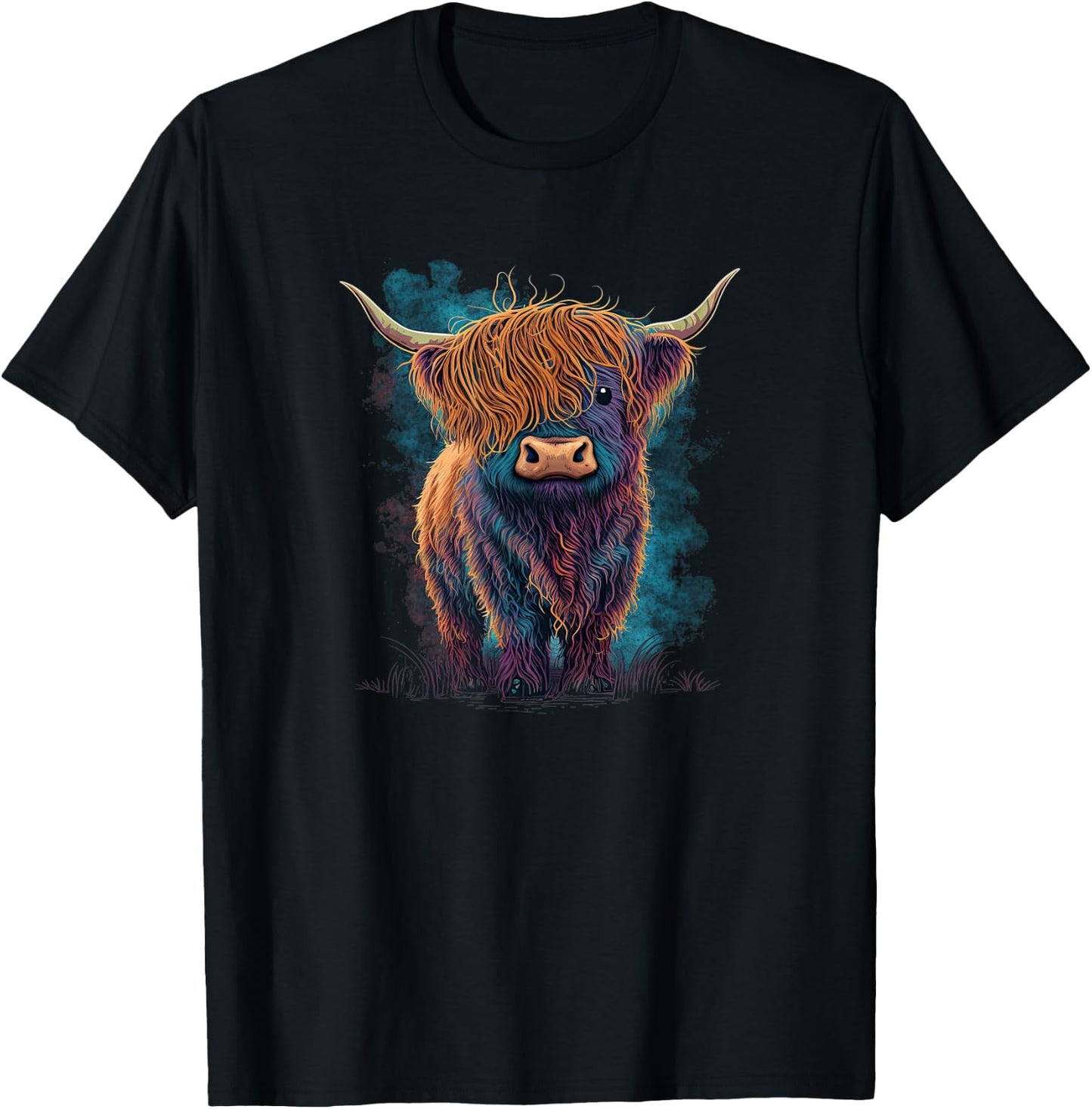 Cute Highland cattle Cow Funny Highland Cow T-Shirt - T-Shirt | Black