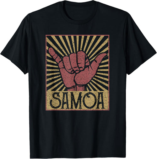 Vintage Shaka Samoa Samoan Beach Sunset Surfer
