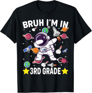 Third Grade Dabbing Boy Astronaut Bruh i'm in 3rd Grade T-Shirt - T-Shirt | Black