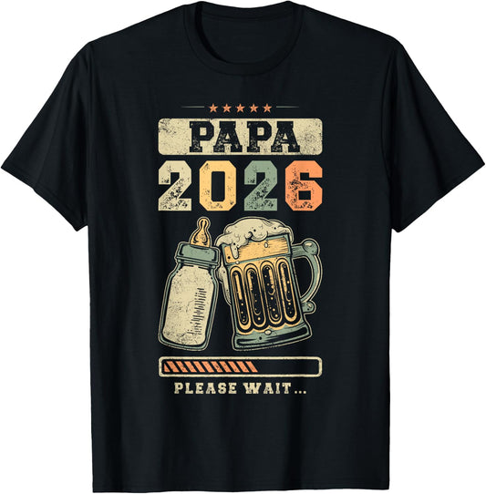 Papa 2026, Pregnancy Proclaiming, Expecting Father T-Shirt - T-Shirt | Black