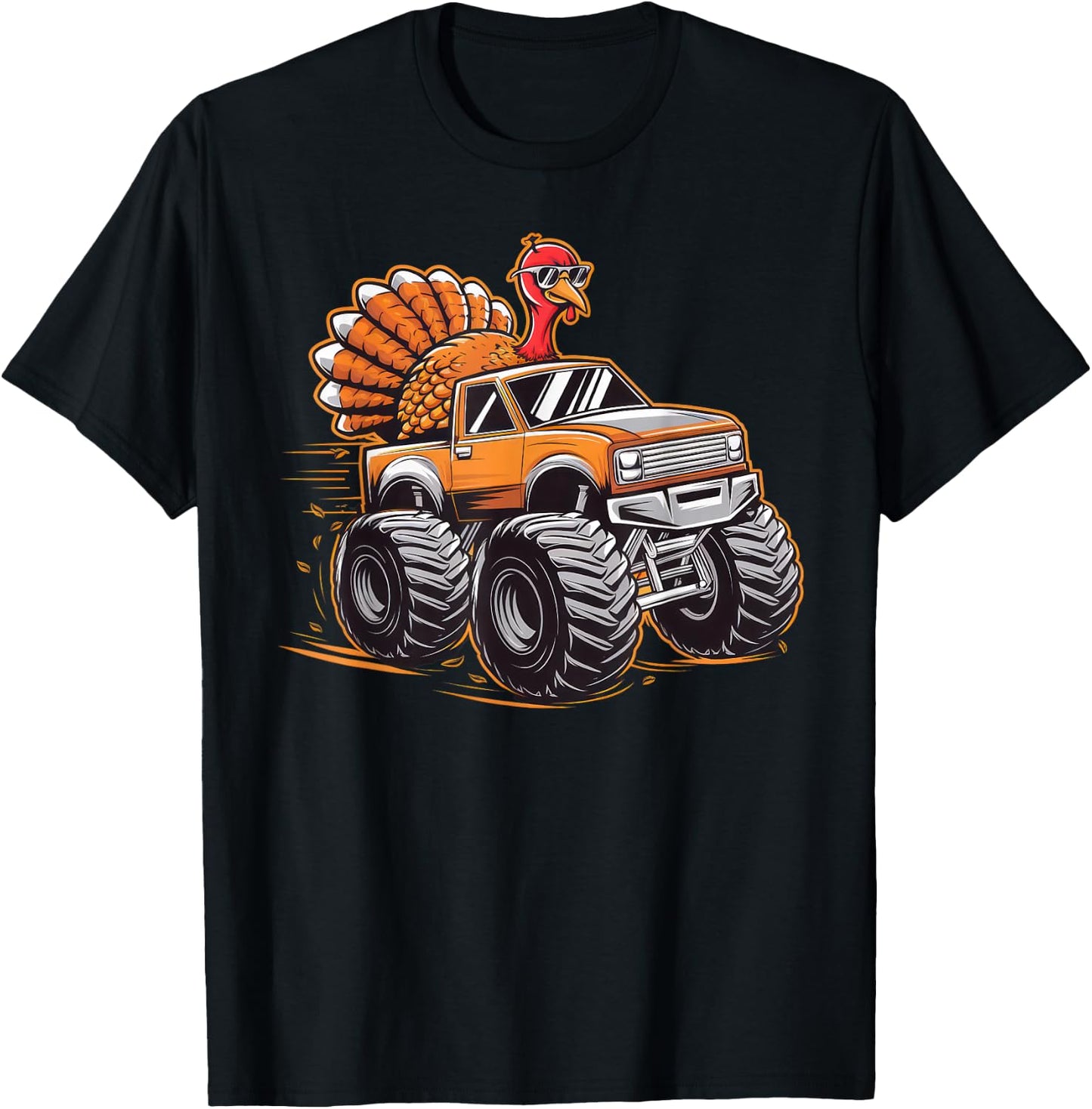 Monster Truck Thanksgiving Turkey Kids Boys Toddlers T-Shirt - T-Shirt | Black