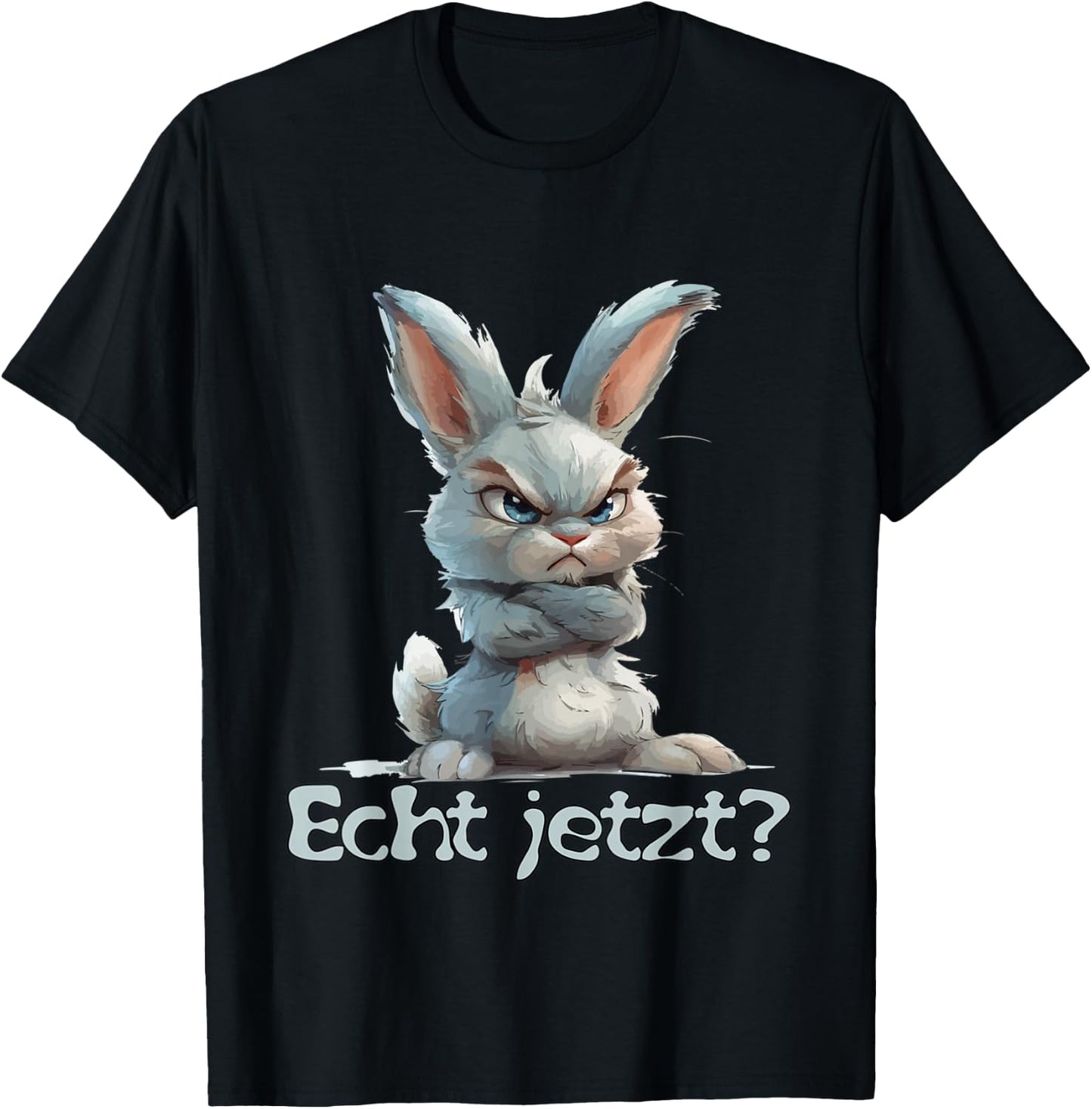 Funny Statement Rabbit I No Hare Real Now? , black T-Shirt - T-Shirt | Black