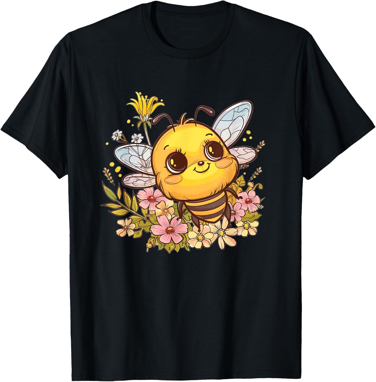 Niedliche Biene mit Blumen I Kids Bee T-Shirt - T-Shirt | Black