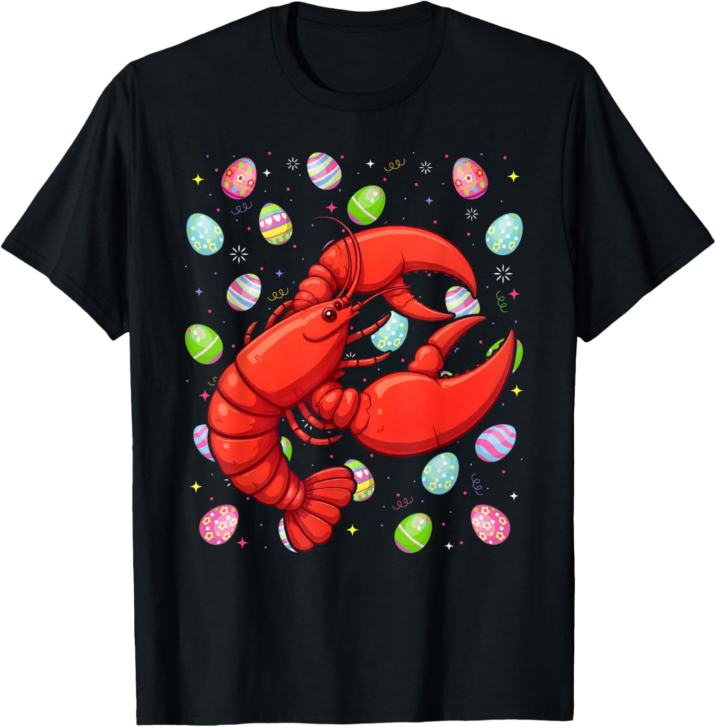 Lobster Happy Easter Egg Hunt Bunny Ear Lobster Easter T-Shirt - T-Shirt | Black