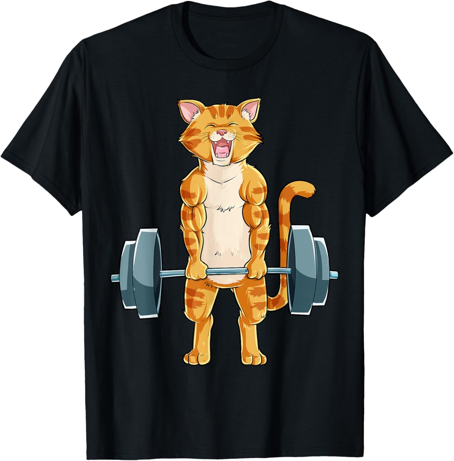 Cat Weightlifting Powerlifting Deadlift Fitness Gym Workout Men Women Girls Kids T-Shirt - T-Shirt | Black