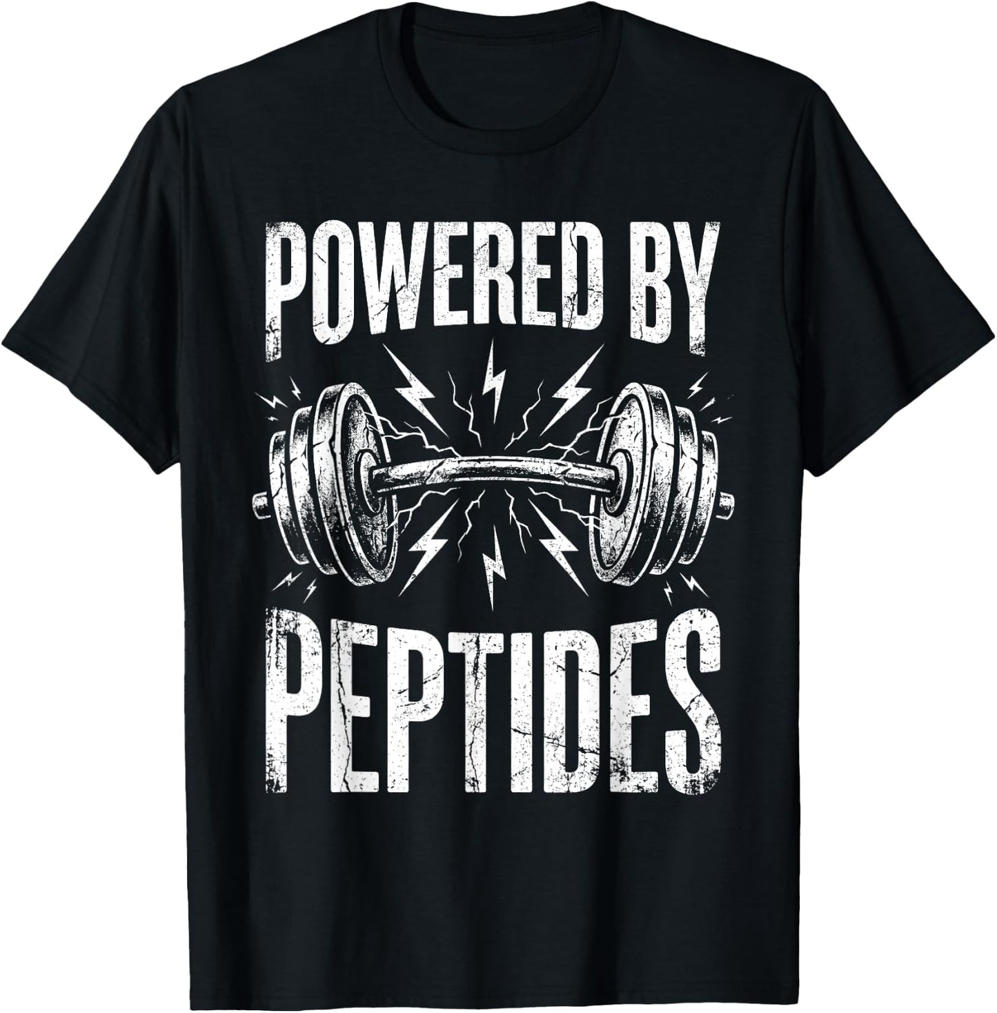 Powered By Peptides Bodybuilding Workout Weightlifting Gym T-Shirt - T-Shirt | Black
