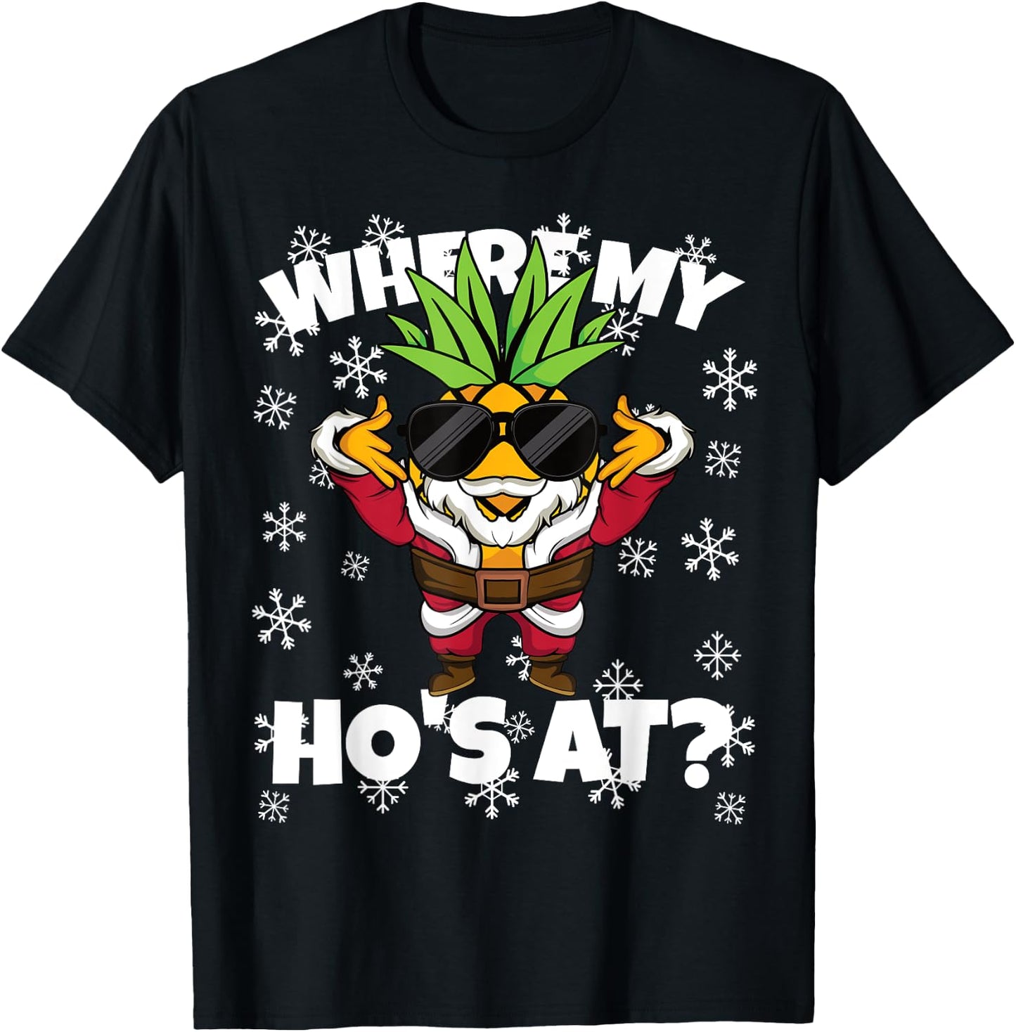Christmas Swinger Santa Where My Ho's At Pineapple Men T-Shirt - T-Shirt | Black