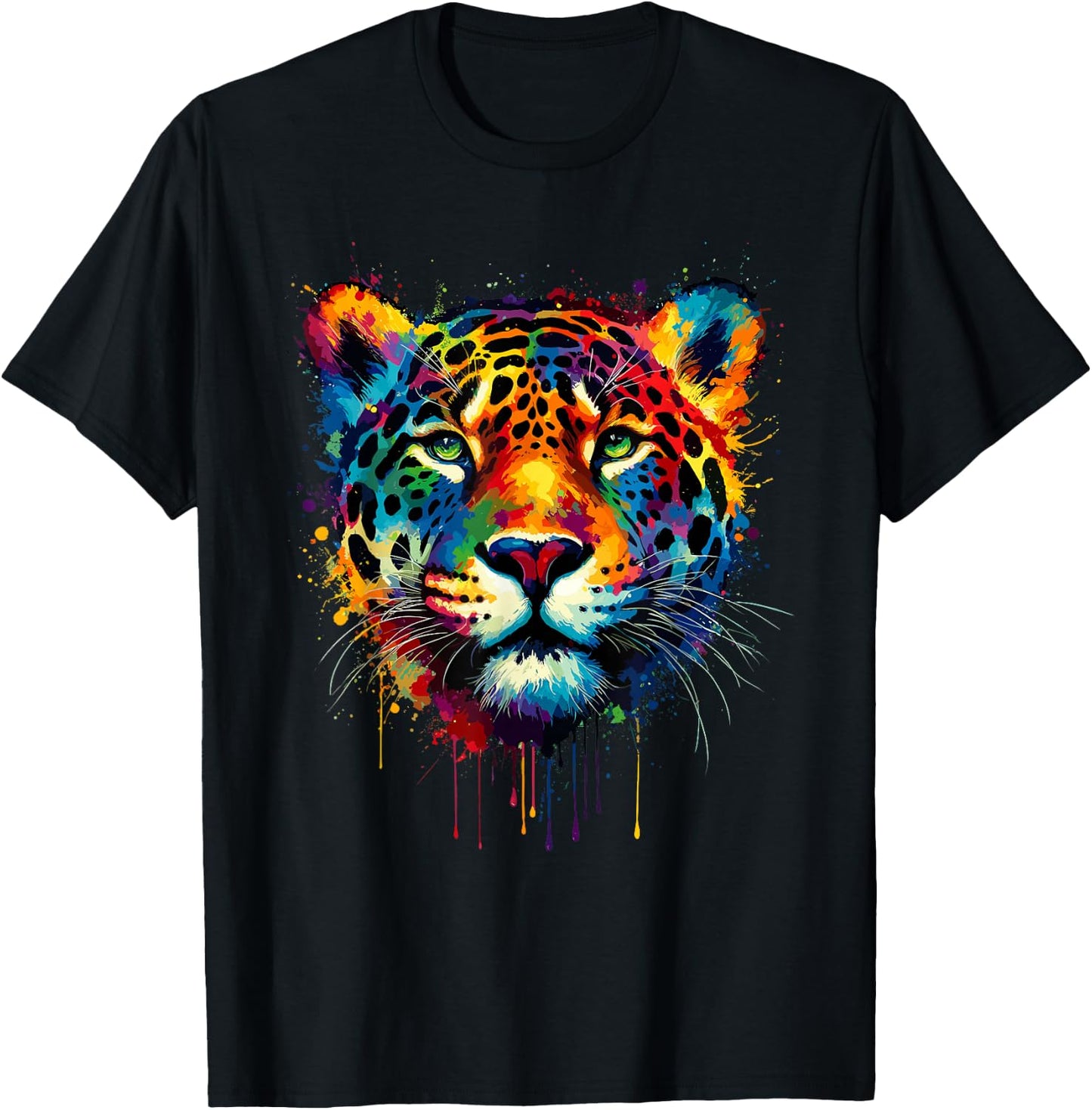 Colorful Splash Art Jaguar Jaguars Zoo T-Shirt - T-Shirt | Black