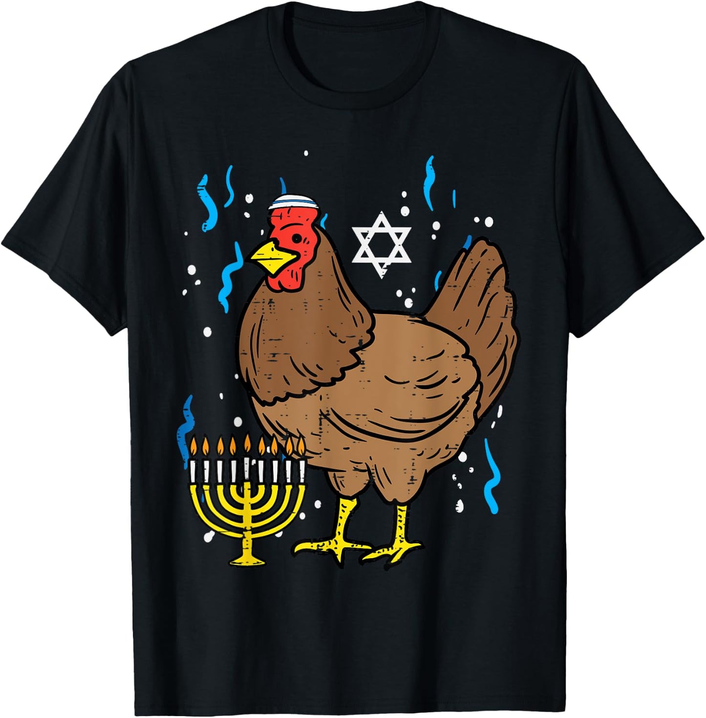 Hanukkah Chicken Chanukah Jewish Farm Farmer Men Women Kids T-Shirt - T-Shirt | Black