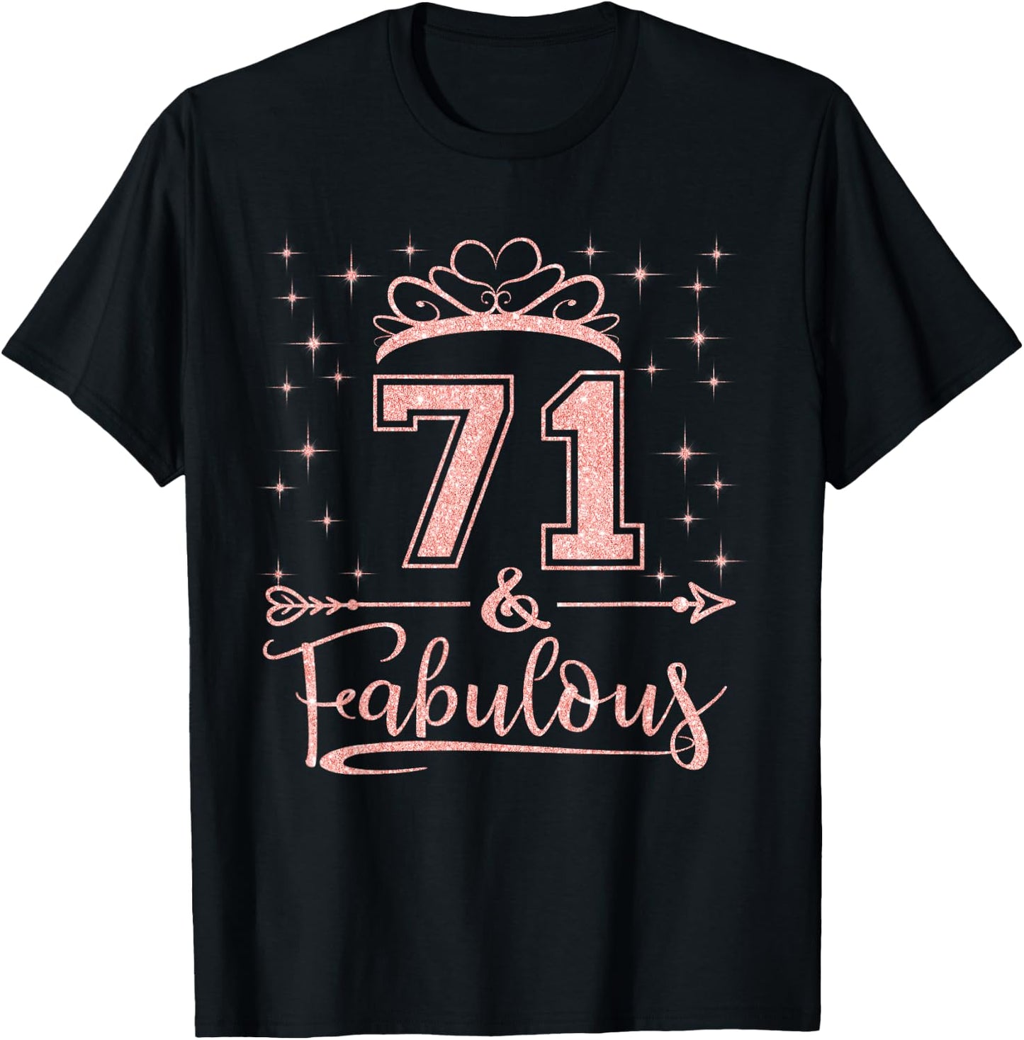 71 Fabulous 71 Years Old Happy 71st Birthday Girl Women T-Shirt - T-Shirt | Black