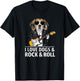 I Love Dogs & Rock & Roll Beagle Playing Electric Guitar T-Shirt - T-Shirt | Black