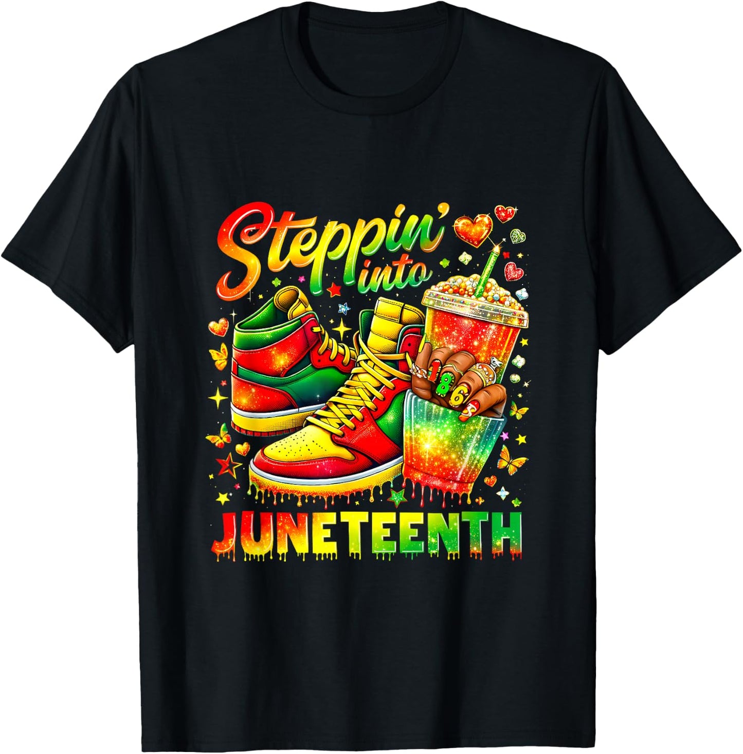 Juneteenth Steppin Into Freedom T-Shirt - T-Shirt | Black