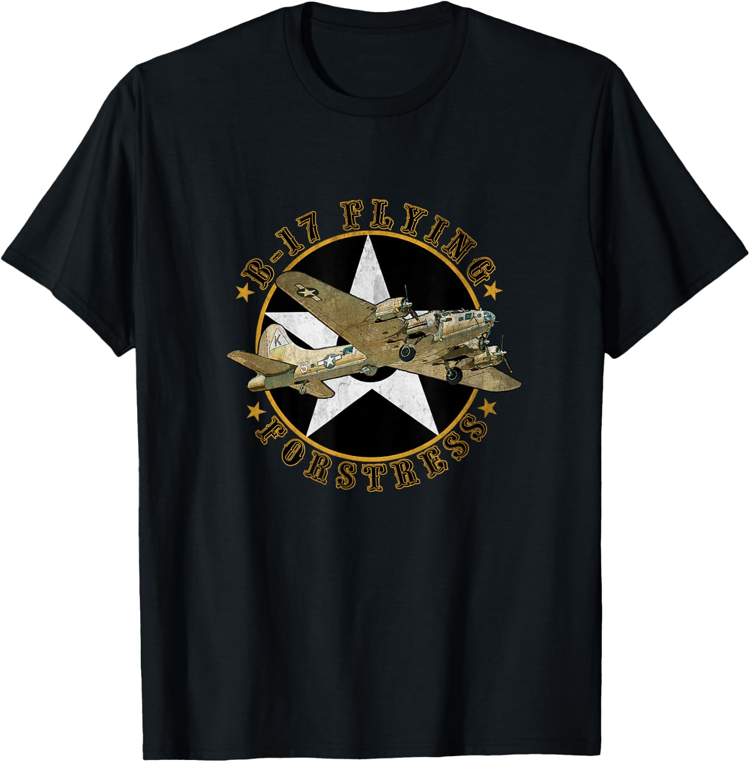 B-17 Flying Fortress WW2 B 17 Vintage Military Aircraft Papa T-Shirt - T-Shirt | Black