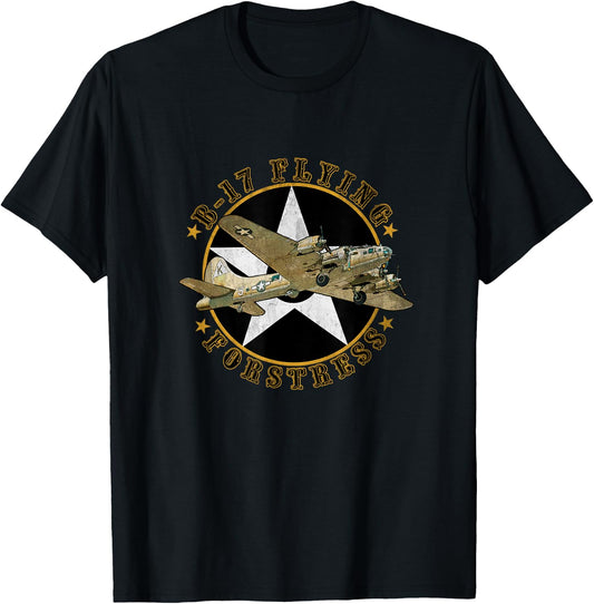 B-17 Flying Fortress WW2 B 17 Vintage Military Aircraft Papa T-Shirt - T-Shirt | Black