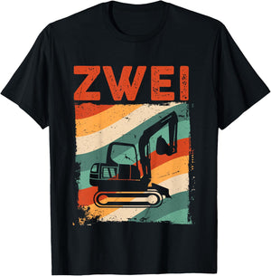 Bagger 2 Jahre | Baustelle | 2. Geburtstag Junge Bagger T-Shirt - T-Shirt | Black