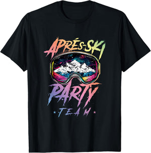 Apres Ski Party Team 2025 Colourful , black T-Shirt - T-Shirt | Black