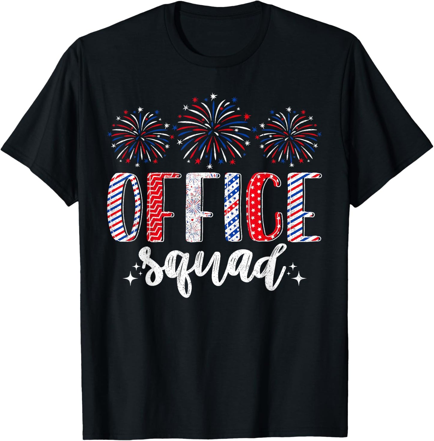 4th of July Patriotic Office Squad Men Women Matching T-Shirt - T-Shirt | Black