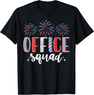 4th of July Patriotic Office Squad Men Women Matching T-Shirt - T-Shirt | Black