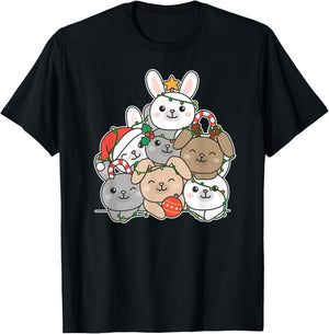 Bunny Christmas Tree Funny Animal Christmas T-Shirt - T-Shirt | Black