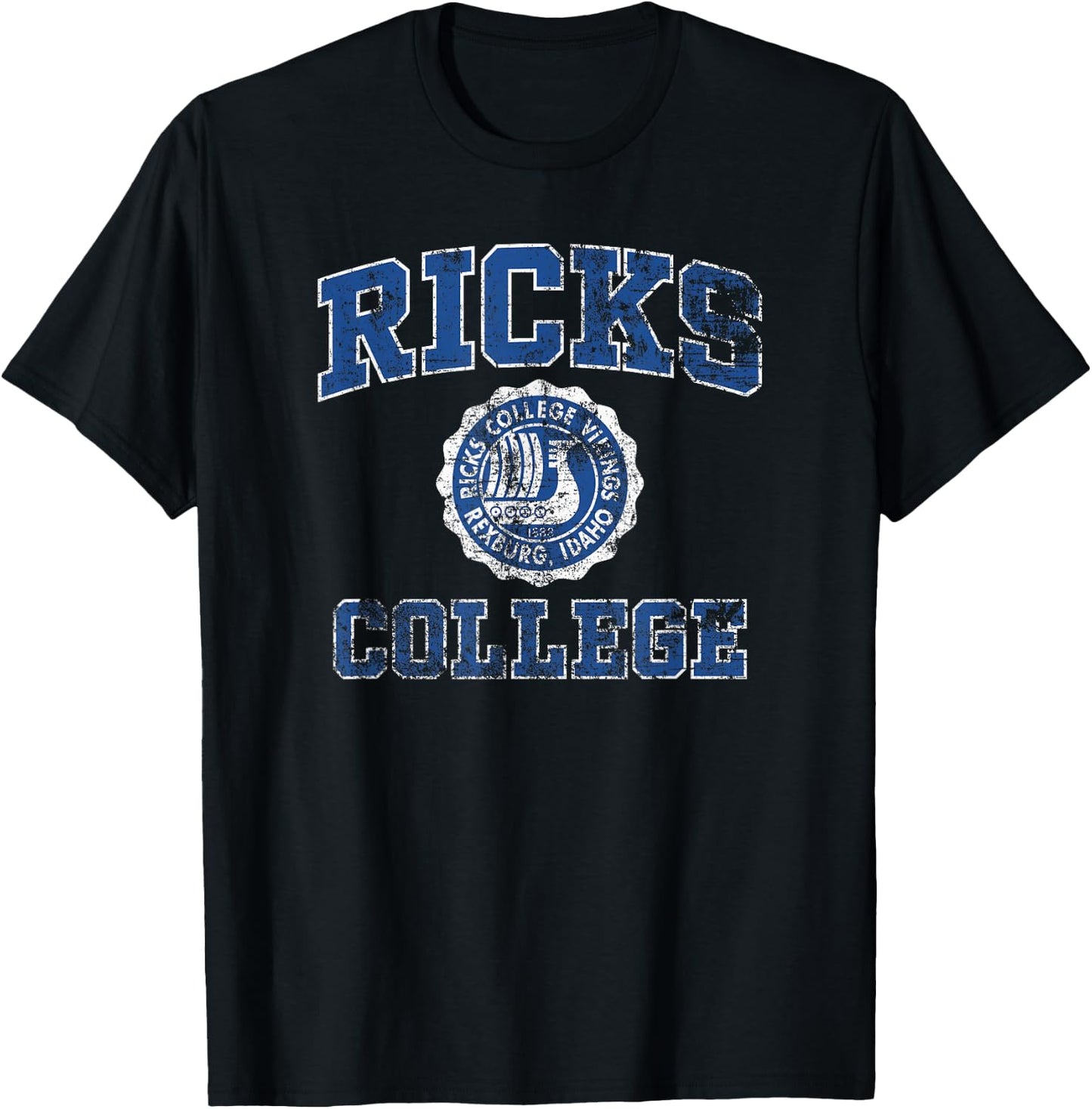Ricks College Seal Distressed , Small, Black T-Shirt - T-Shirt | Black