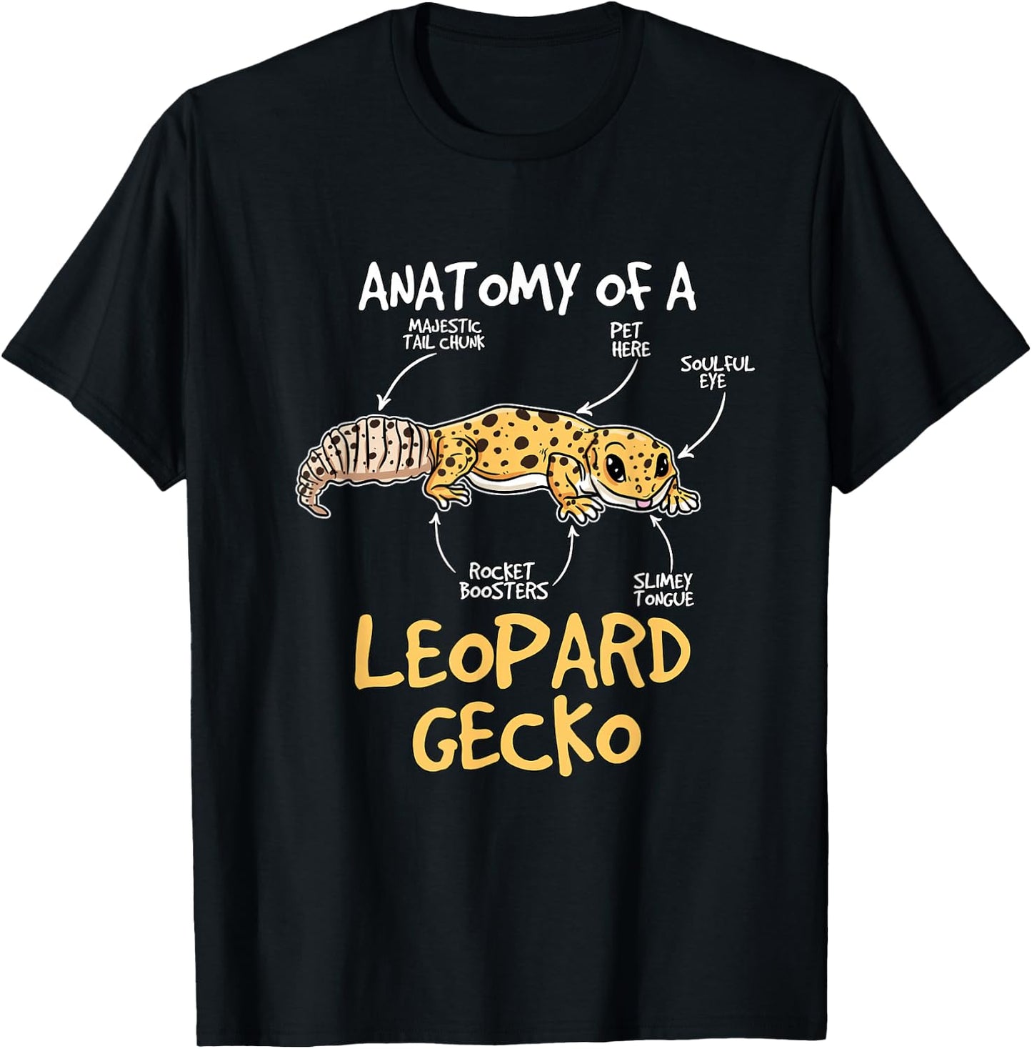 Kids Leopard Gecko Gift Anatomy of A Leopard Gecko T-Shirt - T-Shirt | Black