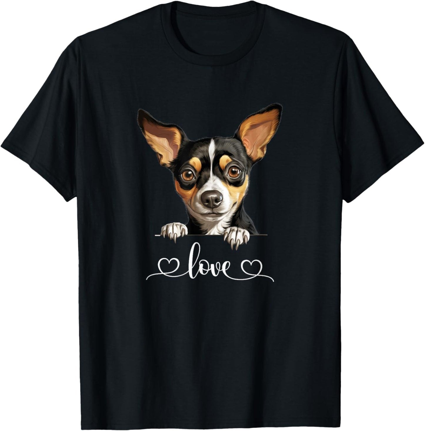 Cute Dog Graphic Love Puppy Rat Terrier Dog T-Shirt - T-Shirt | Black