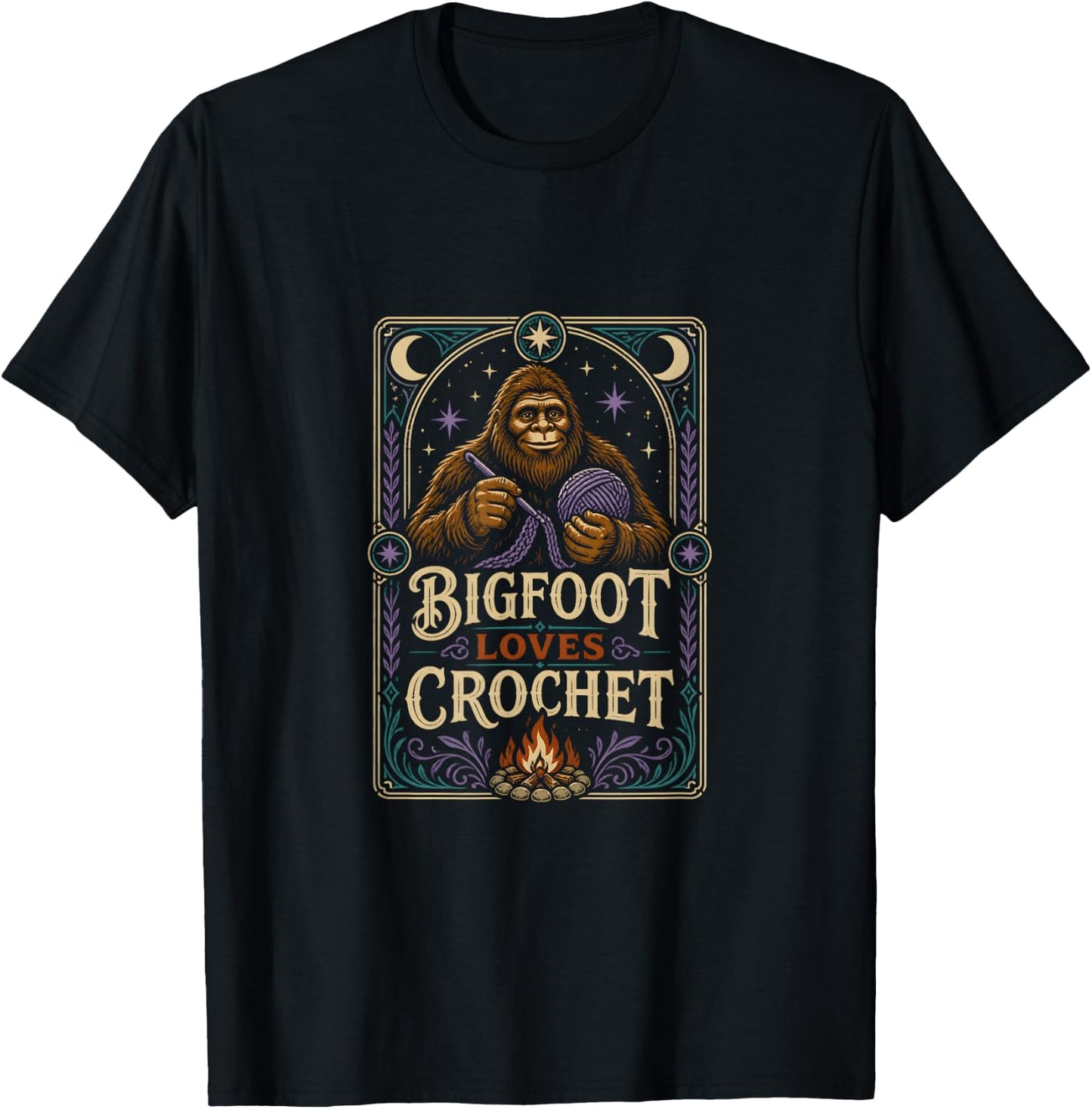 Bigfoot Loves Crochet Crochet Lover T-Shirt - T-Shirt | Black