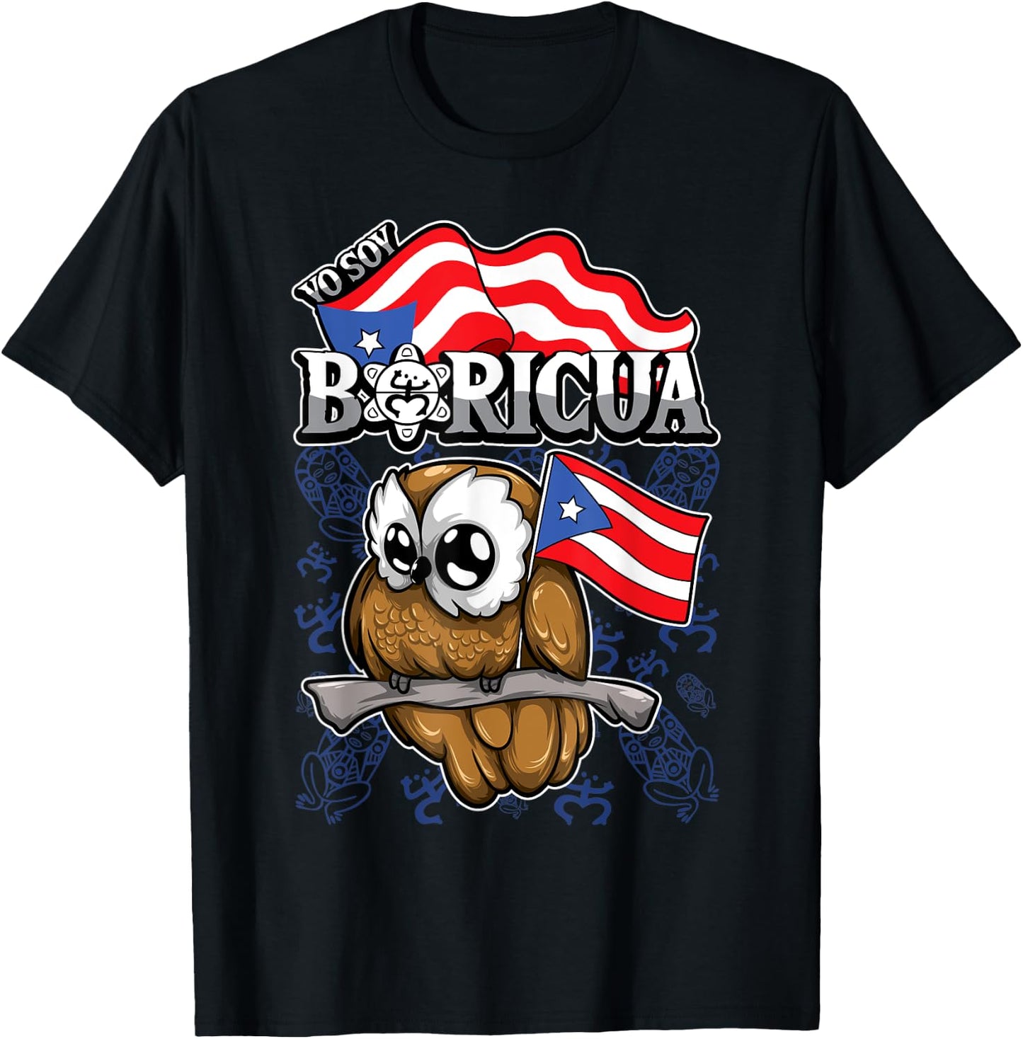 Yo Soy Boricua - Puerto Rico Animals - Owl T-Shirt - T-Shirt | Black