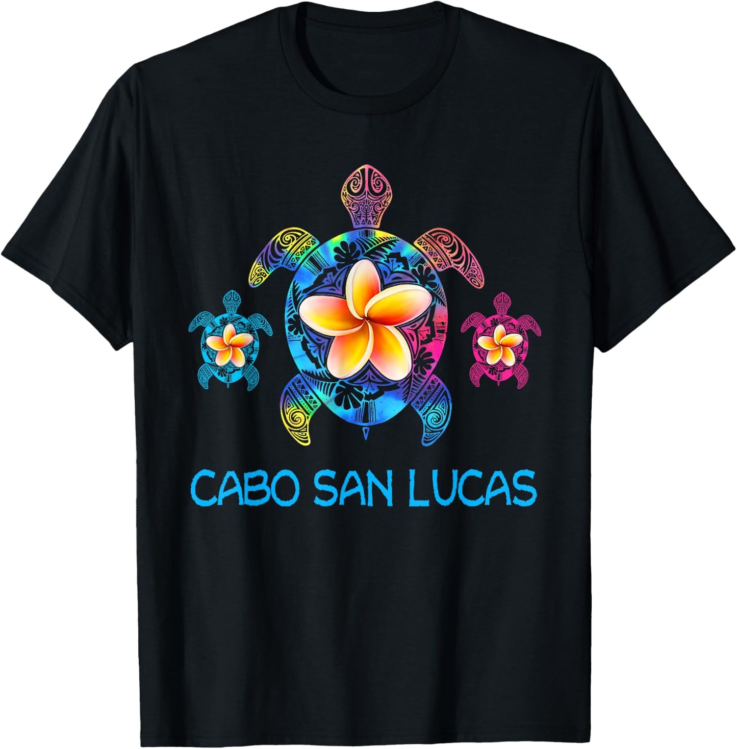 Cabo San Lucas Mexico Tribal Tie Dye Sea Turtle T-Shirt - T-Shirt | Black