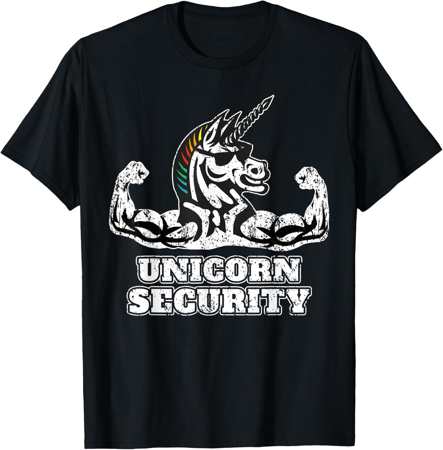 Muscular I Funny Unicorn I Unicorn Security T-Shirt - T-Shirt | Black