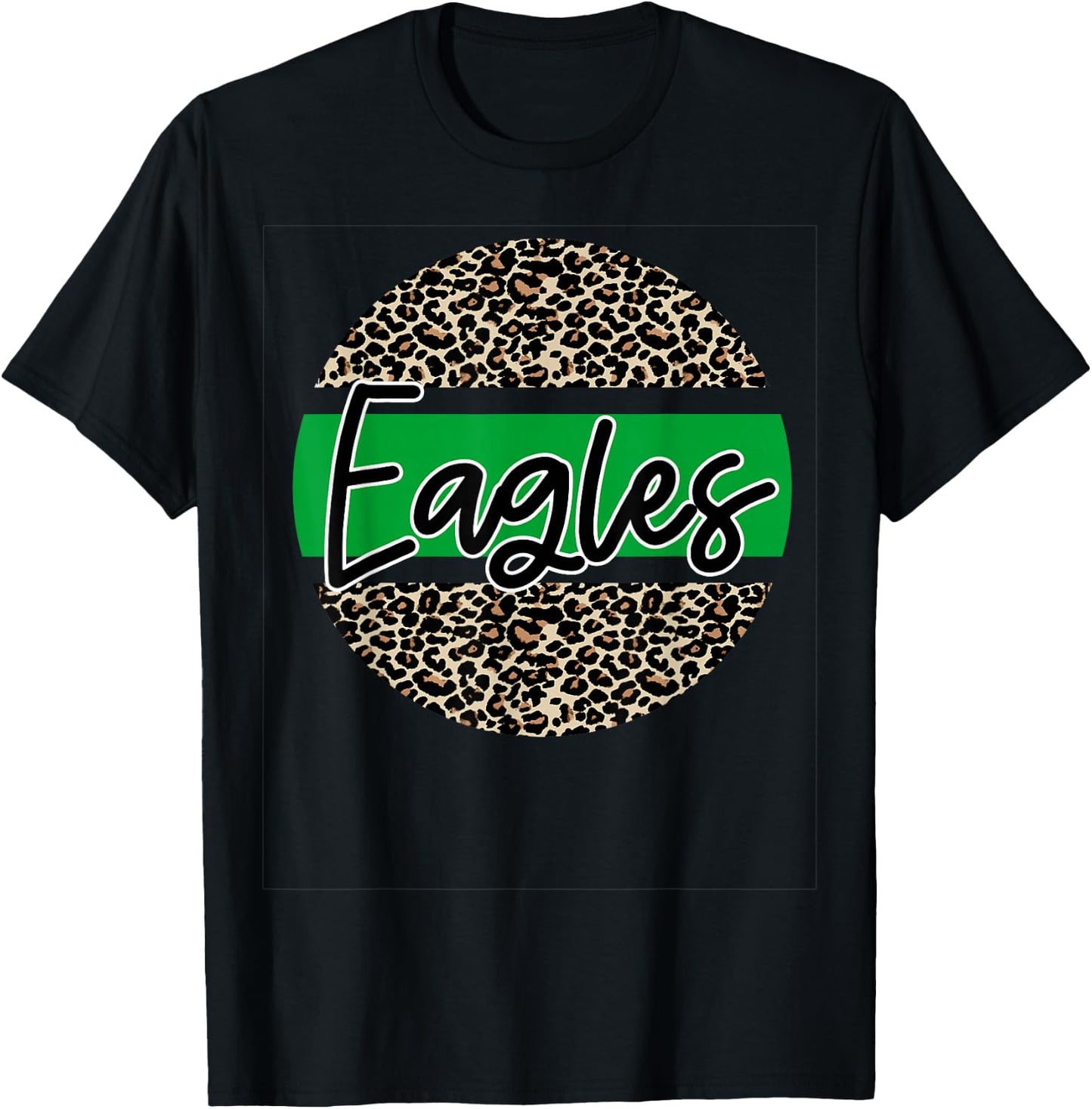 Eagles School Spirit Leopard Print Green T-Shirt - T-Shirt | Black