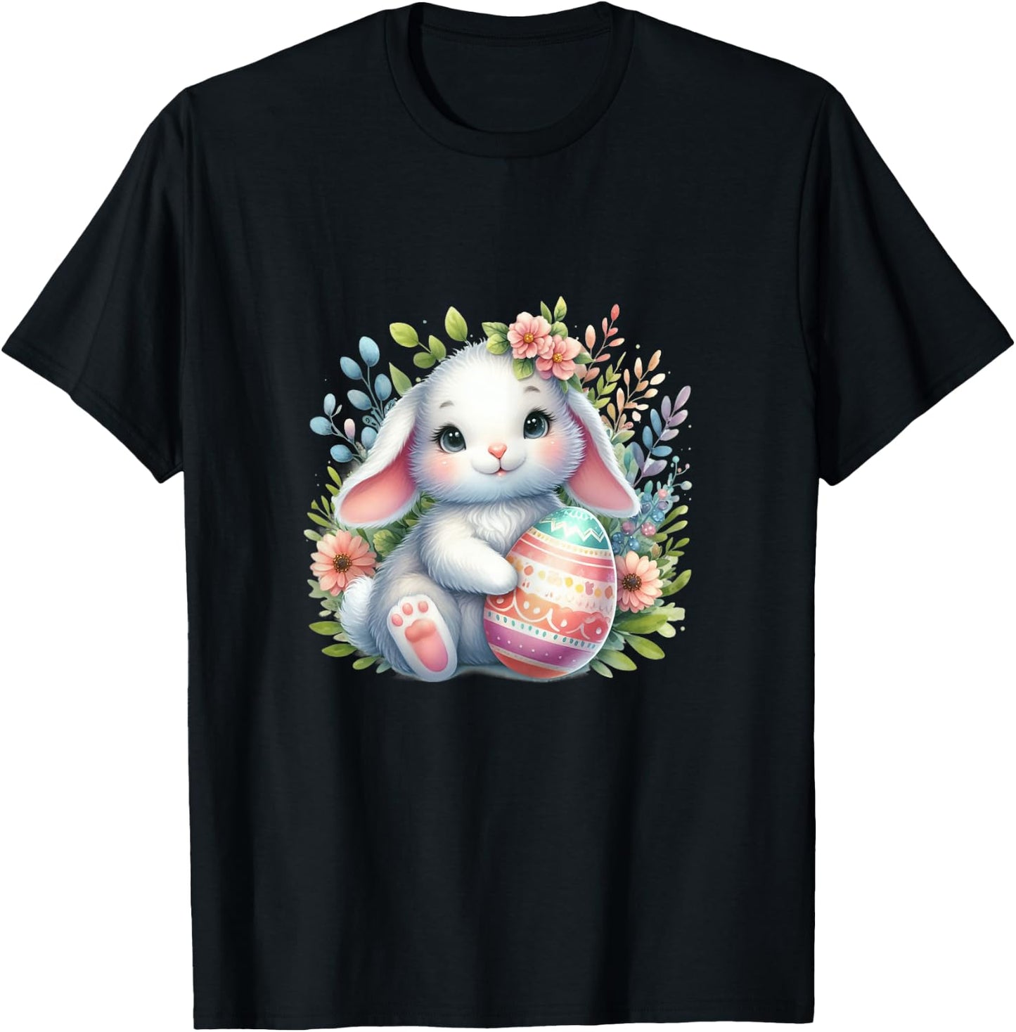 Cute Pink Easter Bunny T-Shirt - T-Shirt | Black