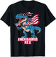 Dinosaur 4th of July Men Women Boys Girls Amerisaurus Rex T-Shirt - T-Shirt | Black
