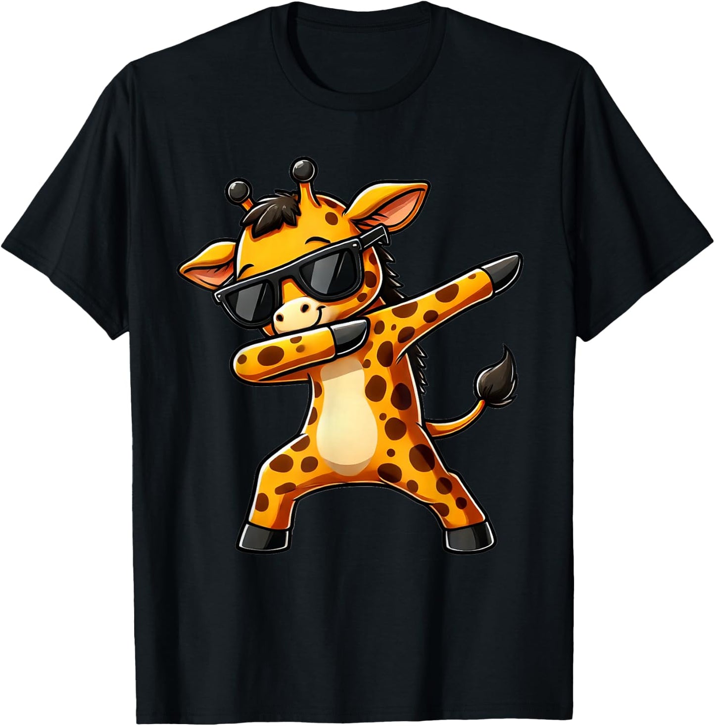 Dabbing Yellow Giraffe Funny Dabben Motif with Giraffe , black T-Shirt - T-Shirt | Black