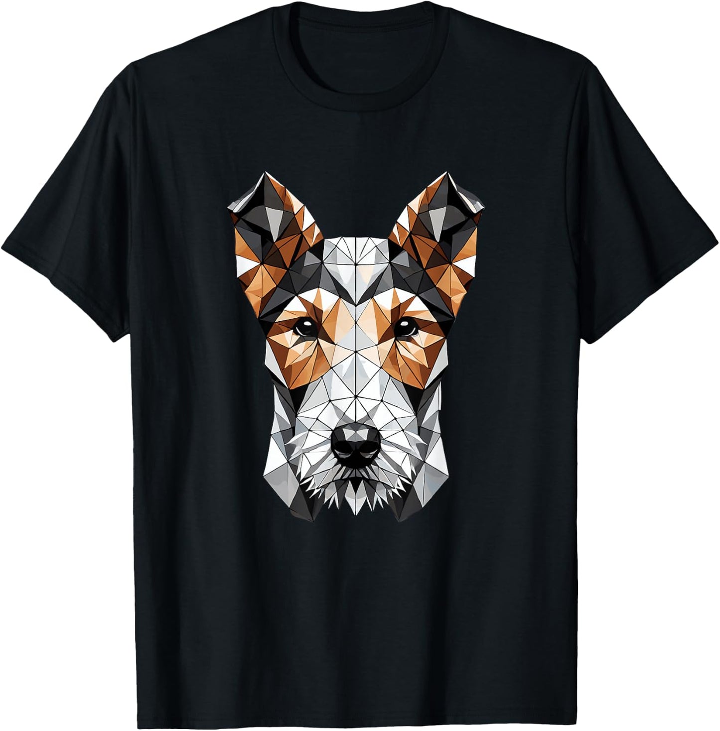 Geometric Art Wire Fox Terrier Wire Hair Fox T-Shirt - T-Shirt | Black