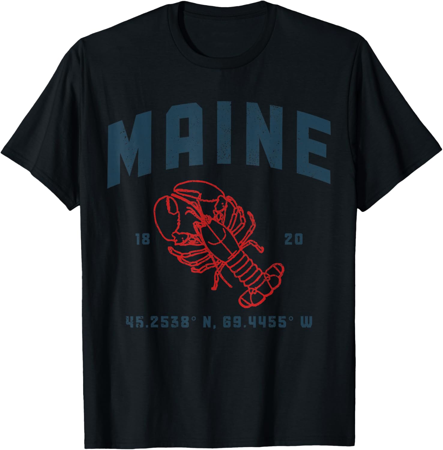 Maine Est. 1820 Lobster Vintage Pride T-Shirt - T-Shirt | Black