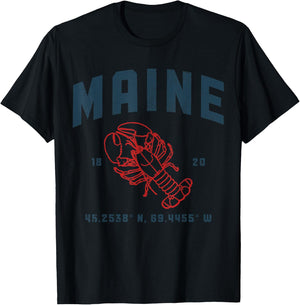 Maine Est. 1820 Lobster Vintage Pride T-Shirt - T-Shirt | Black