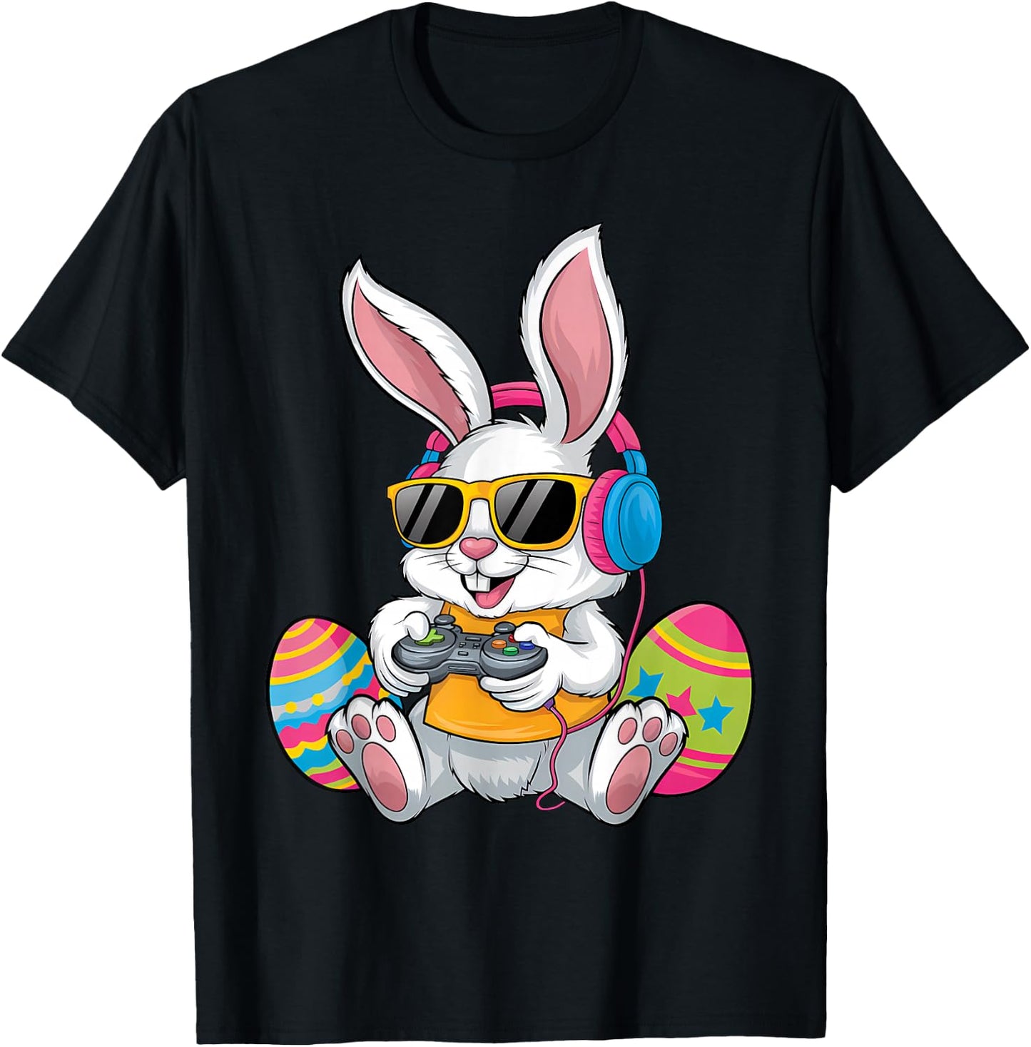 Easter Day Rabbit Gamer Funny Video Games Boys Kids Bunny T-Shirt - T-Shirt | Black