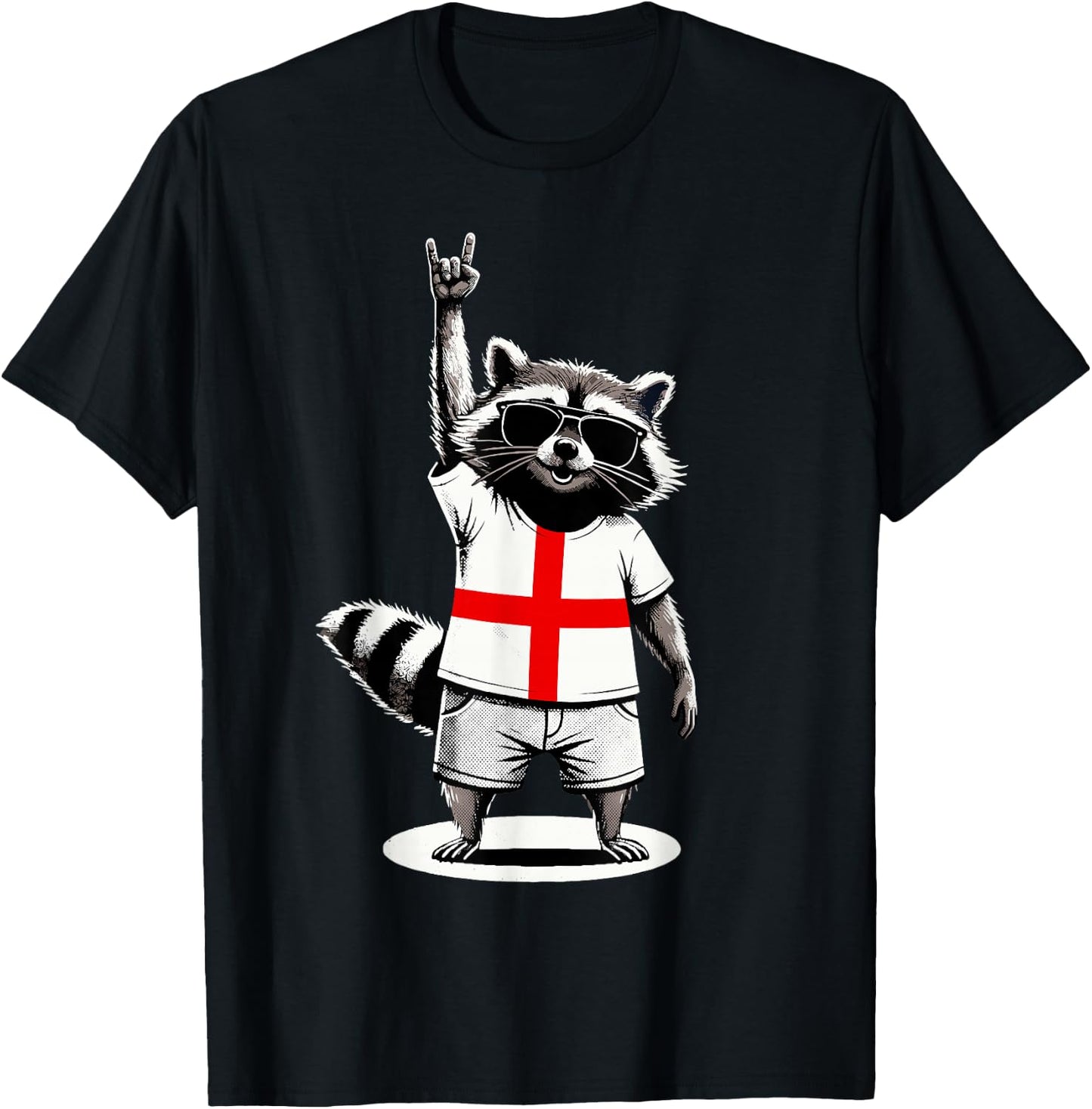 English Flag Raccoon Funny England T-Shirt - T-Shirt | Black
