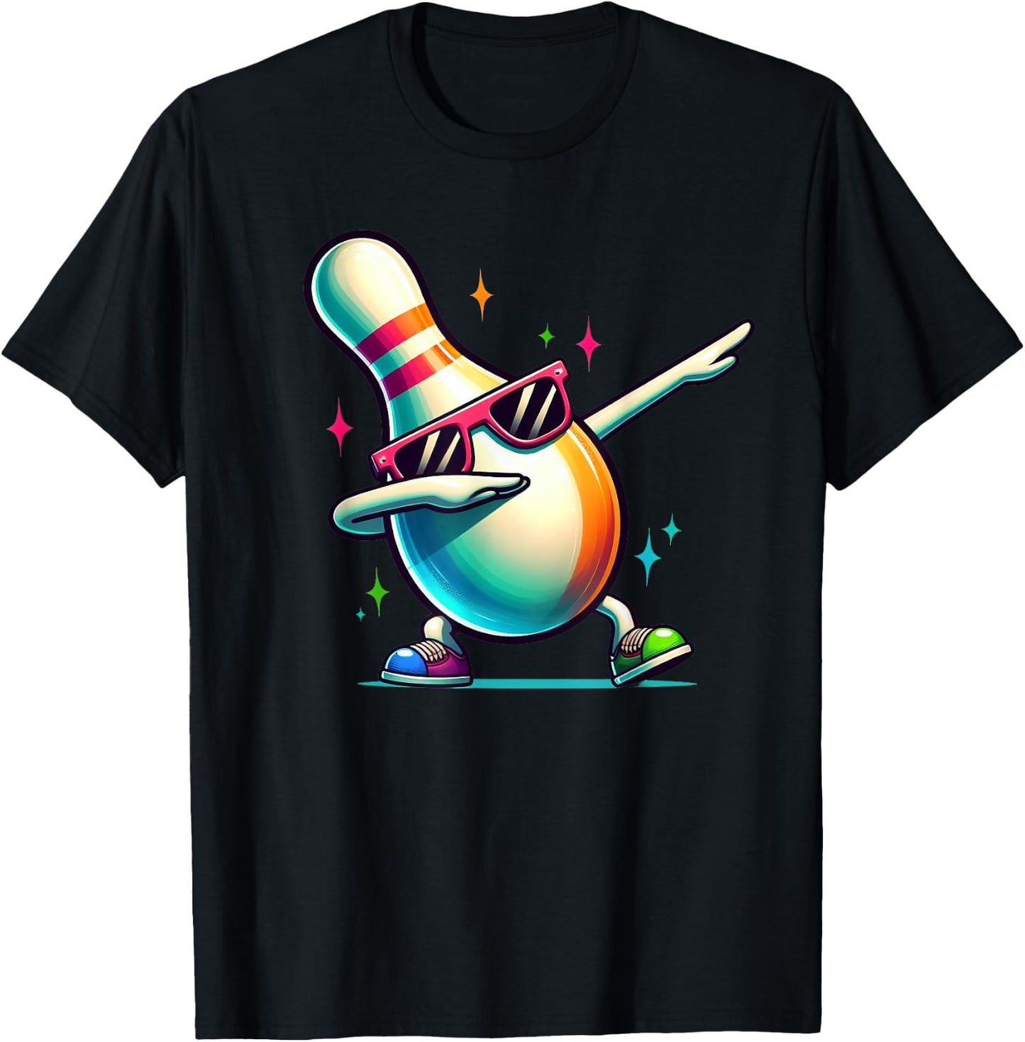 Bowling Pin Dabbing Sunglasses Bowler Player Kids Boys Men T-Shirt - T-Shirt | Black