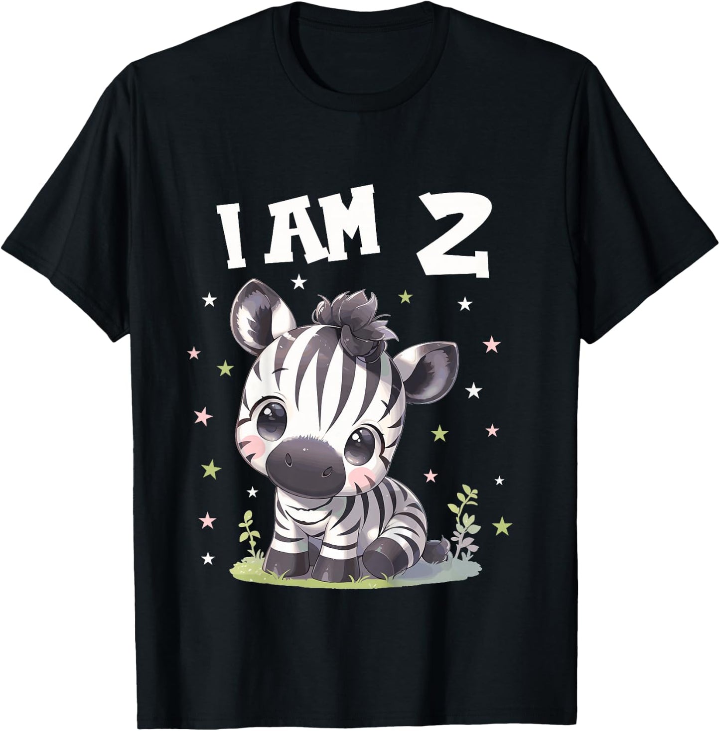 Kids 2 Years old 2 birthday Zebras Boy Girl Zebra T-Shirt - T-Shirt | Black